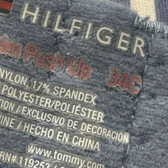 Tommy Hilfiger Convertible Lace Trim Push Up Bra Women’s Size 34C Blue Striped - Picture 3 of 10